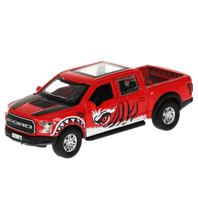 Металлическая инерционная машинка FORD F150 RAPTOR Хищники 12 см Технопарк F150RAP-12PRE-RD 1